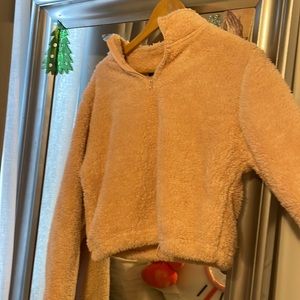 Forever 21 pink furry cropped sweater